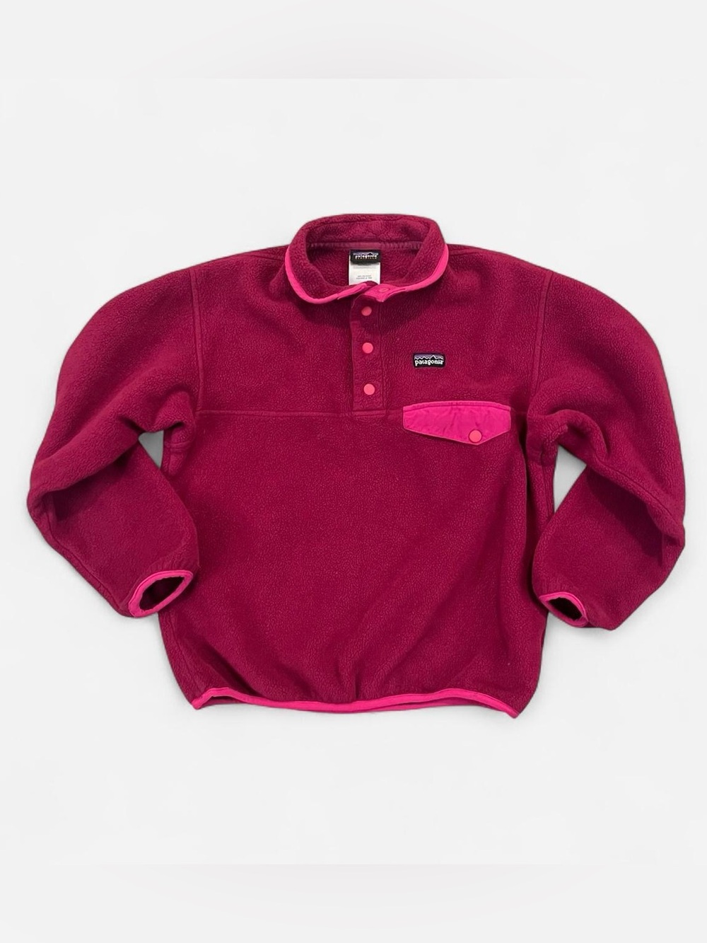 Vintage Girls Patagonia Synchilla Magenta Snap-T Fleece Pullover Jacket